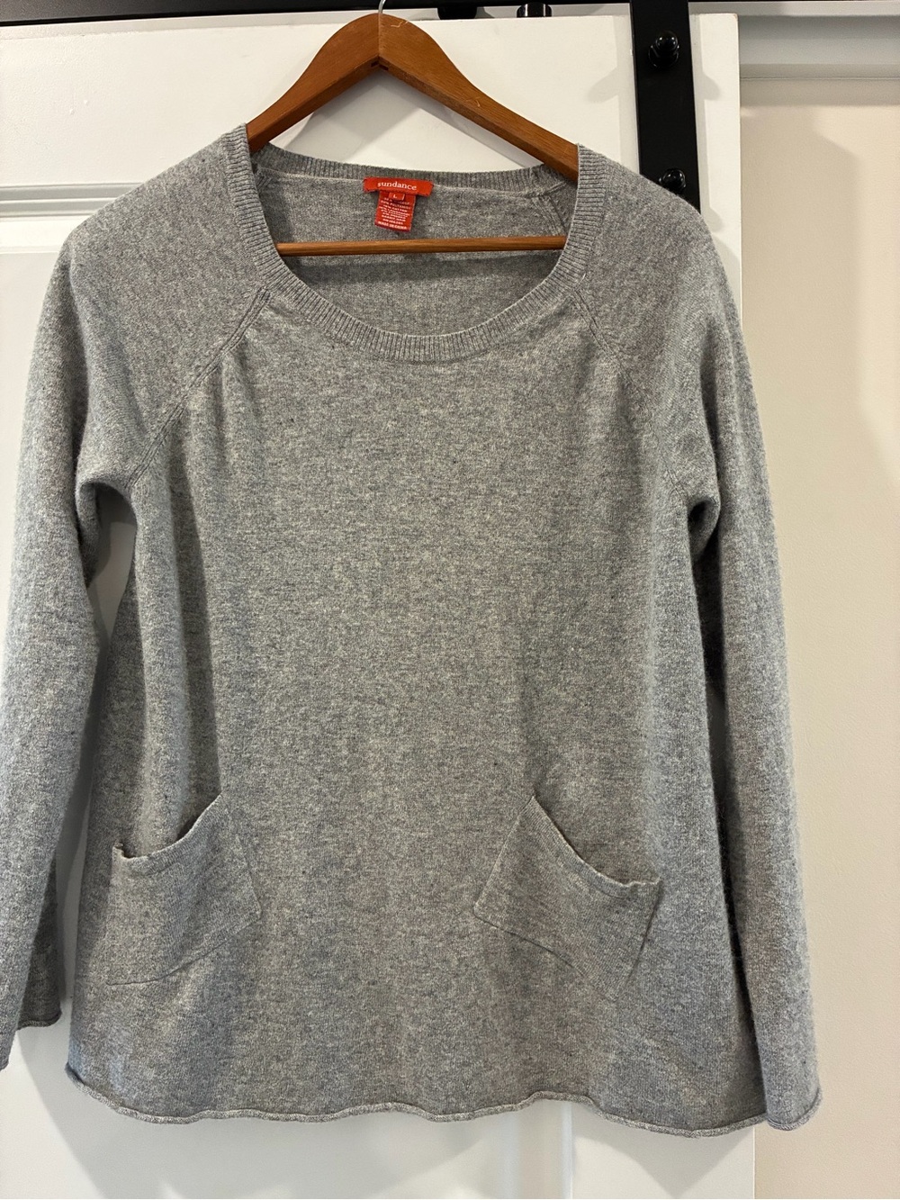 Sundance Gray Crewneck Sweater with Front Pockets